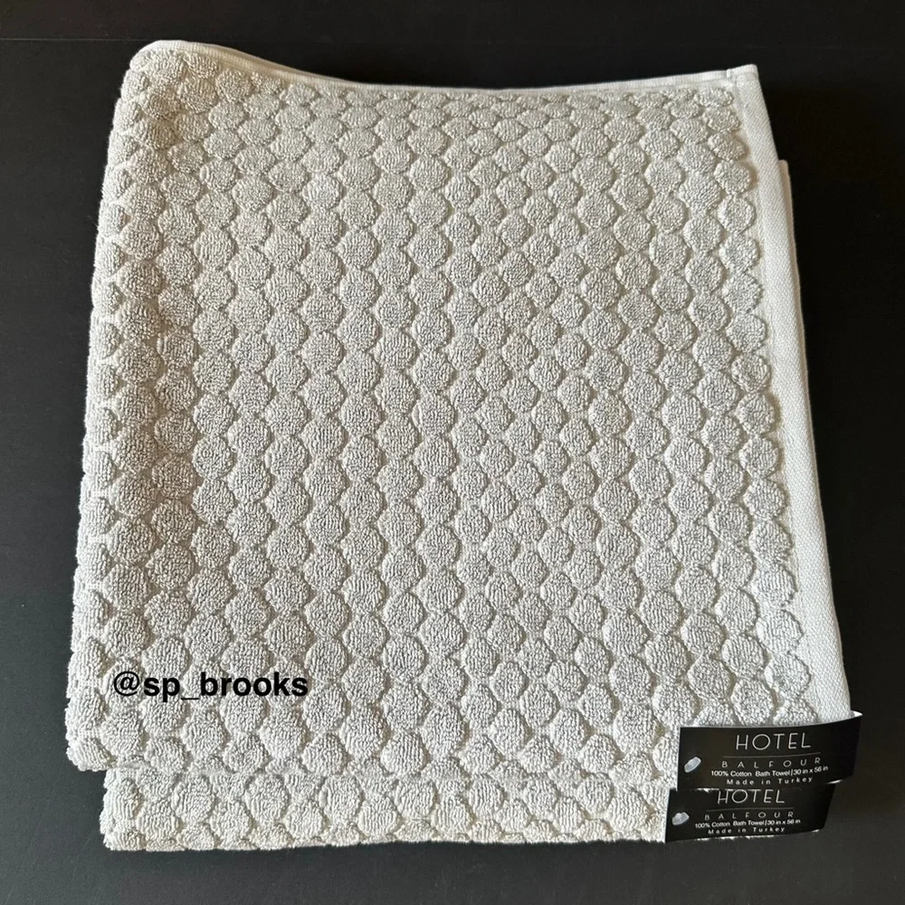 🎁2PC Hotel Balfour Bath Towels - 100% Turkish Cotton - Penny Tile - Foggy - Gray